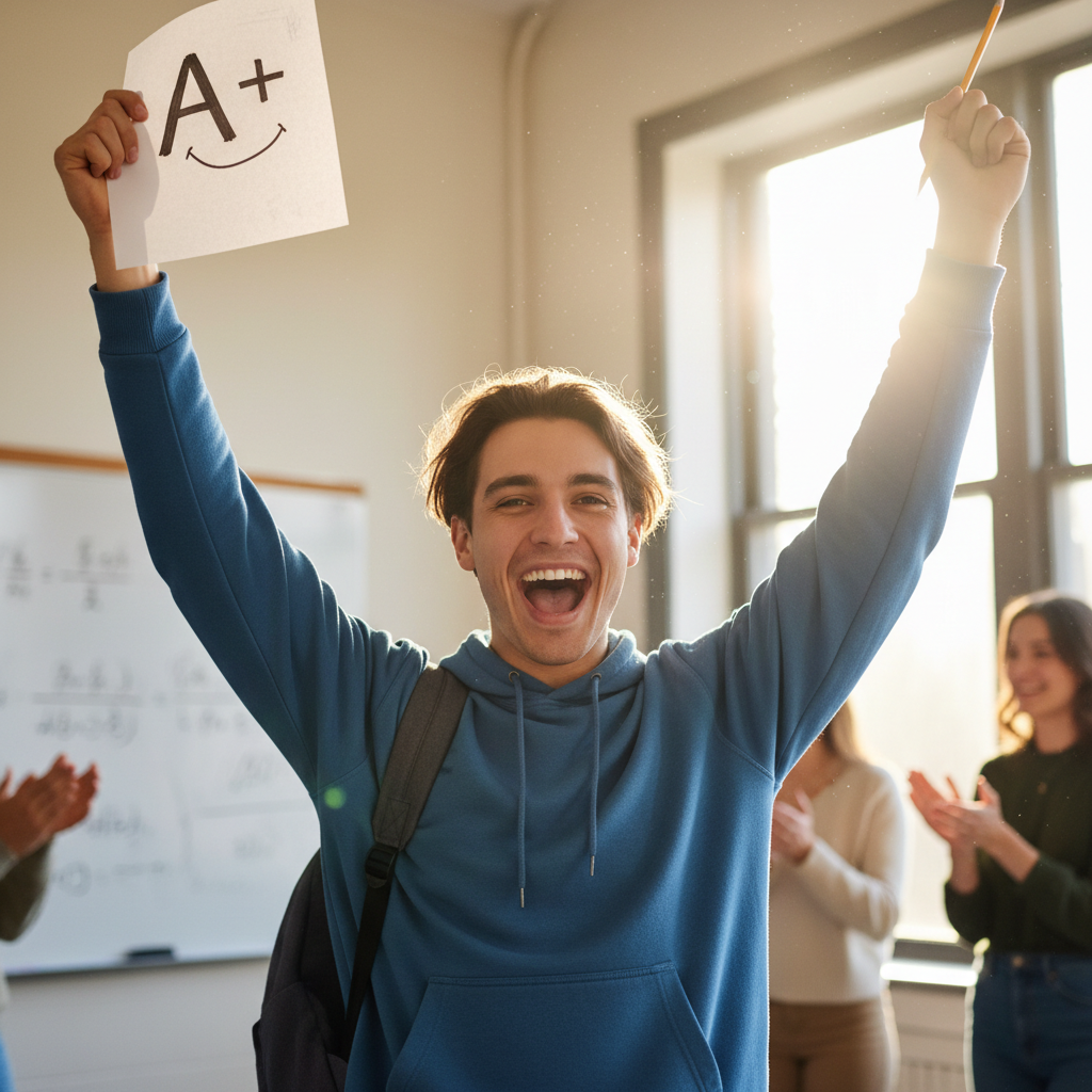 Happy Abu Dhabi students celebrating math achievement with certificates