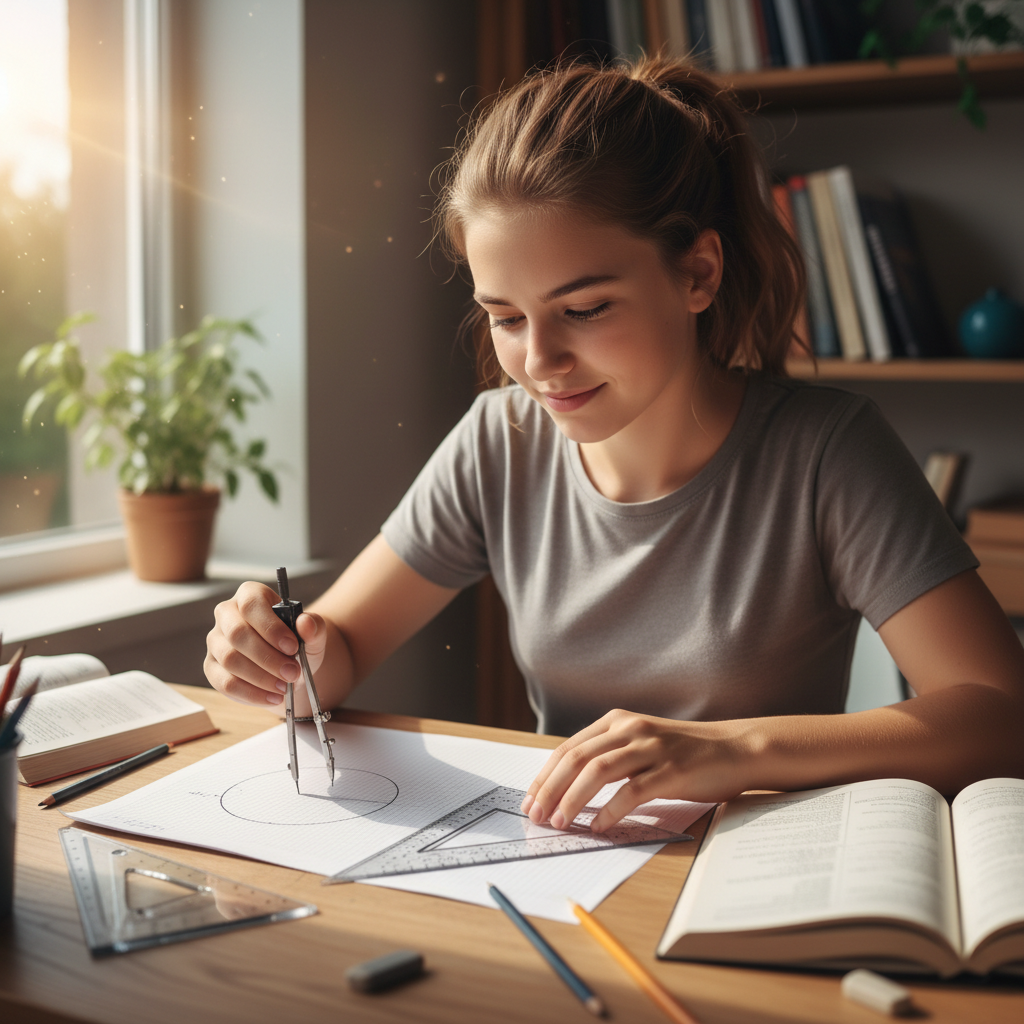 Student working on algebra problems confidently